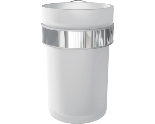 Vit kosmetikpapperskorg med silverfärgad ring