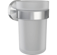 Vägghängd tandborstmugghållare av frostat glas och metall