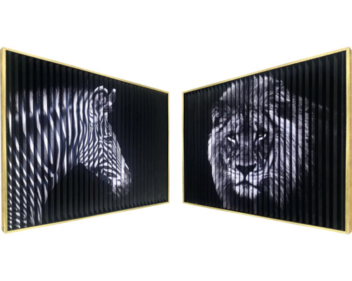 Canvastavla med 3D-alternerande effekt djur inramad 71,5x101,5cm