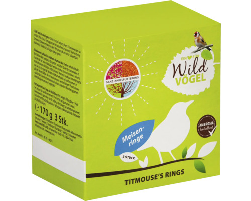 Förpackning mesringar för vilda fåglar, 170 gram, tre stycken
