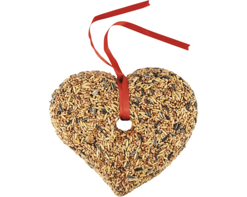 Vildfågelmat SPASS MIX fröhjärta mix ca 550g Hjärtformat fågelfoder med upphängningsband