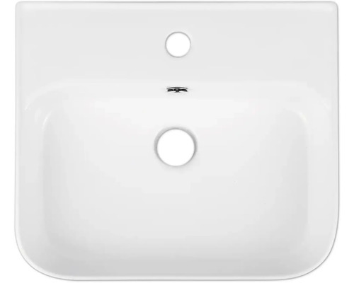 Tvättställ i keramik med blandarhål och bräddavlopp