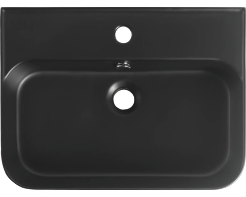 Svart keramiskt handfat för väggmontering