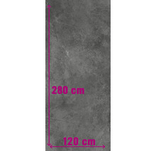 Grå arbetsbänk som mäter 280 gånger 120 centimeter