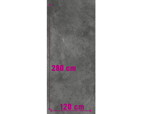 Grå arbetsbänk som mäter 280 gånger 120 centimeter