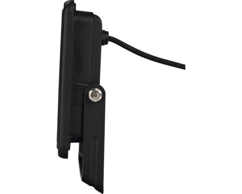 Svart LED-strålkastare med kabel i sidovy