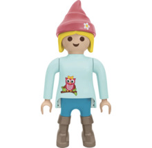 Playmobil figur flicka med mössa och uggladekor