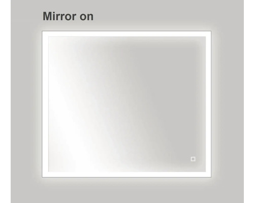Påslagen rektangulär badrumsspegel med LED-belysning