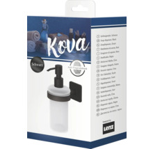 Förpackning av en svart tvåldispenser för väggmontage