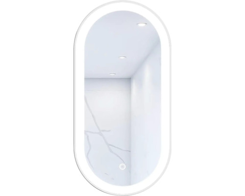 Spegel med belysning CORDIA oval line premium series vit 50x100 cm touchsensor IP44 LED