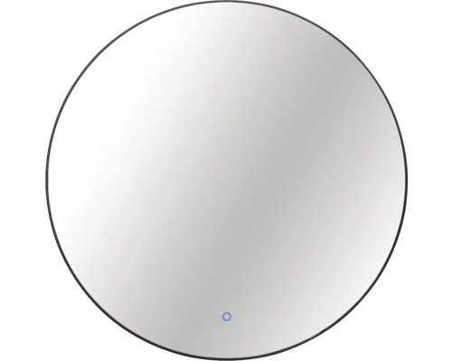 Spegel med belysning CORDIA round line backlight series svart 60x60 cm touchsensor IP44 LED