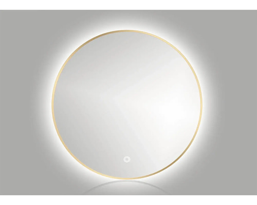 Spegel med belysning CORDIA round line backlight series guld 60x60 cm touchsensor IP44 LED