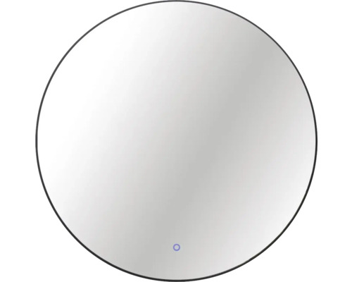 Spegel med belysning CORDIA round line backlight series svart 80x80 cm touchsensor IP44 LED