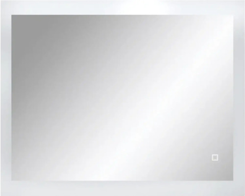 Rektangulär spegel med integrerad belysning och kontrollpanel