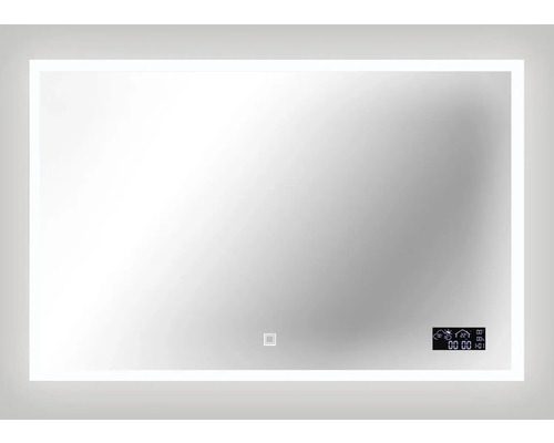 Rektangulär badrumsspegel med belysning och digital display