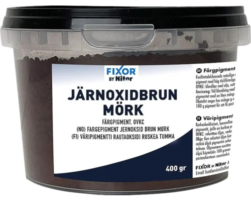 Färgpigment FIXOR BY NITOR Järnoxidbrun mörk 400g Fixor Järnoxidbrun Mörk färgpigment, 400 gram
