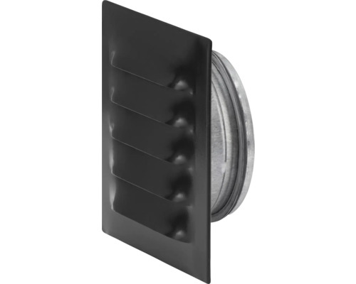 Ventilationsgaller FRESH metall svart med stos och insektsraster Ø160 mm #205 Svart väderbeständig vägggenomföring med lameller