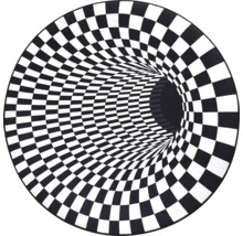 Rund matta med schackmönster och 3D-tunneloptik