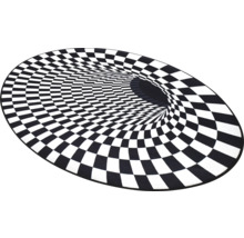 Rund matta med schackrutigt mönster och 3D-tunneloptik