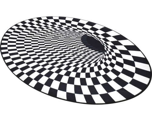 Rund matta med schackrutigt mönster och 3D-tunneloptik