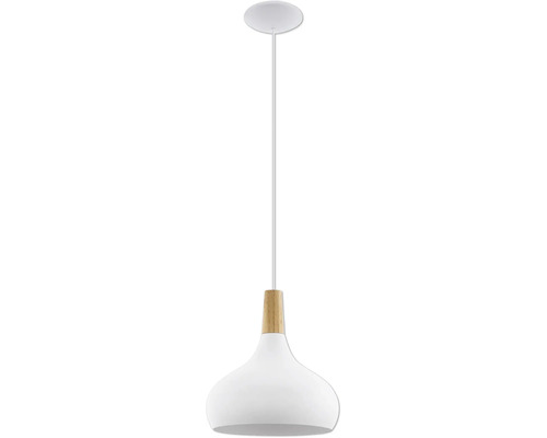Taklampa EGLO vit E27 Vit hänglampa med träelement
