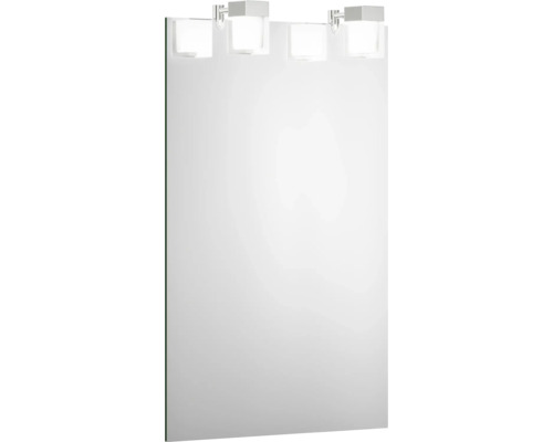 Rektangulär spegel med fyra lampor