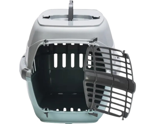 Husdjurstransportbur med öppen gallerdörr