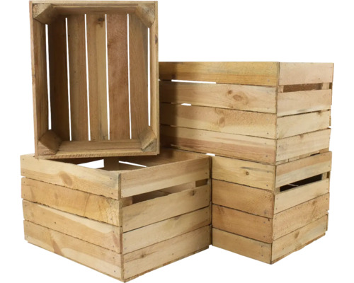 Stapel med fyra trälådor