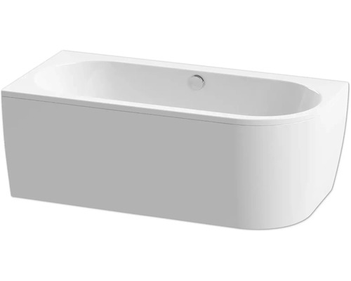 Hörnbadkar FORM&STYLE sansibar slim vit blank vänsterutförande 750x1600 mm Rektangulärt badkar med integrerad panel.