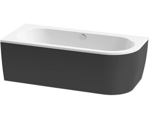 Hörnbadkar FORM&STYLE Sansibar svart vit blank vänsterutförande 800x1800 mm Rektangulärt badkar med beklädnad