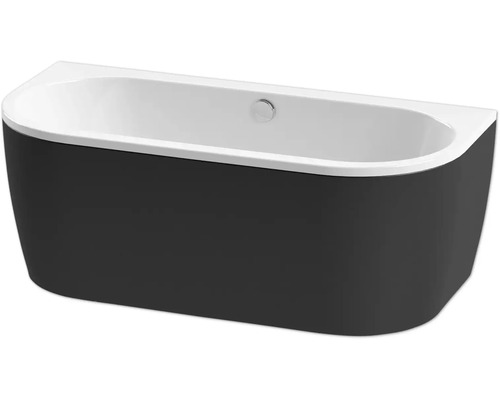 Badkar mot vägg FORM&STYLE sansibar slim svart vit blank ovalt 750x1600 mm Fristående badkar med beklädnad