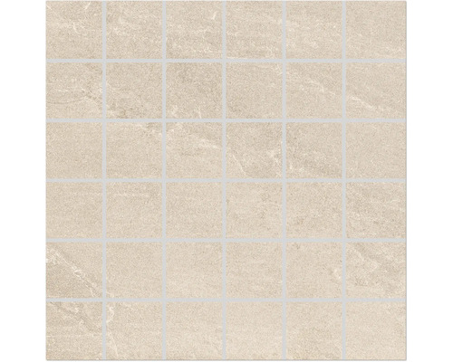 Mosaik Meran creme matt glaserat 29,7x29,7 cm Mosaikplatta med kvadratiska stenar