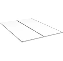 Tre genomskinliga kanalplastskivor med silverfärgade ramar
