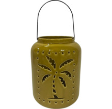 Dekorativ lykta med palmmotiv och handtag