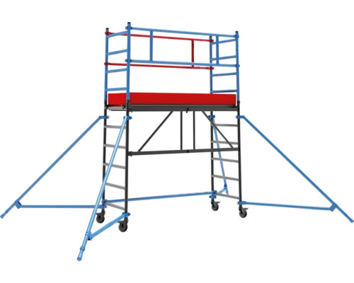 Rullställning med integrerad stege och stödben