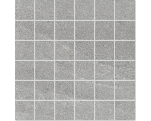 Mosaik Meran grå matt glaserat 29,7x29,7 cm Mönster av mosaikplattor med fyrkantiga stenar
