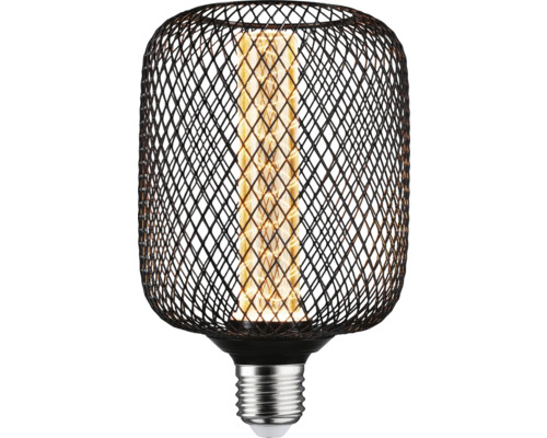 Dekorativ lampa med metallkorg och glödtråd