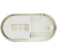 Oval LED-spegelskåp underifrån