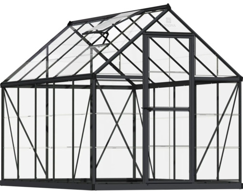 Växthus CANOPIA by Palram Harmony polykarbonat 0,7mm 185x306cm 5,5m² mörkgrå Växthus med stålram och glasväggar