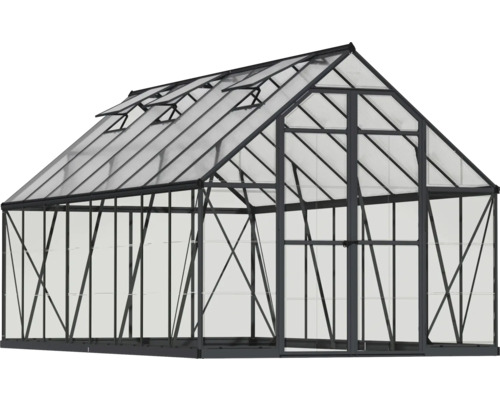 Växthus CANOPIA by Palram Balance polykarbonat 0,7mm 244x487cm 11,7m² grå Växthus med takfönster och metallram