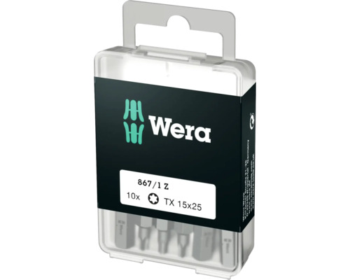 Wera logotyp. Förpackning med 10 Torx-bits TX 15x25