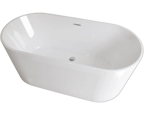 Fristående badkar av sanitetsakryl med avloppsgarnitur