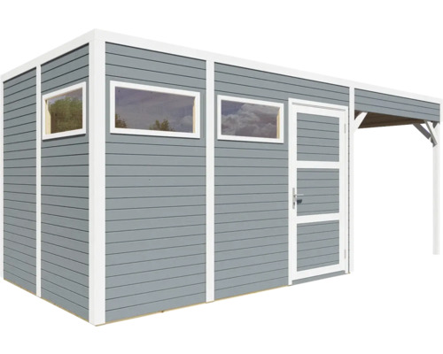 Trädgårdshus med fönster, dörr och träöverdrag