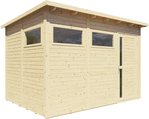 Trädgårdshus i trä med fönster och dörr