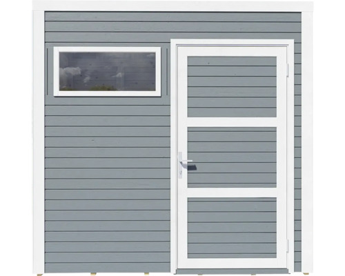 Trädgårdshus med fönster och dörr