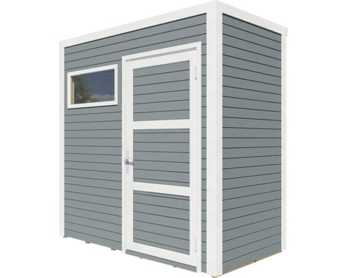 Trädgårdshus med fönster och dörr