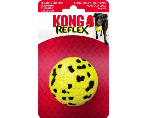 KONG Reflex boll, gul med svarta fläckar, flytande hundleksak