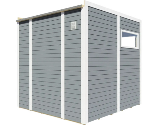 Trädgårdshus i trä med fönster och ventilationsgaller