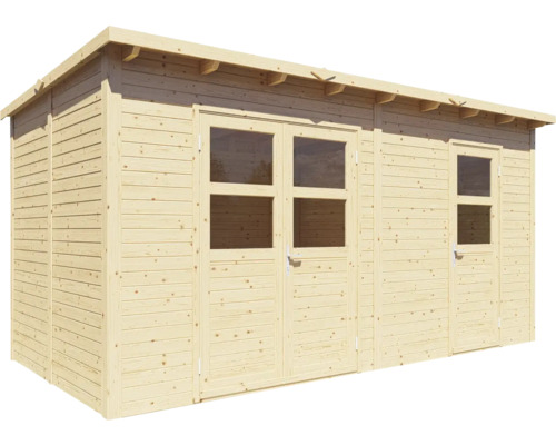 Trädgårdshus i trä med fönster och dörrar