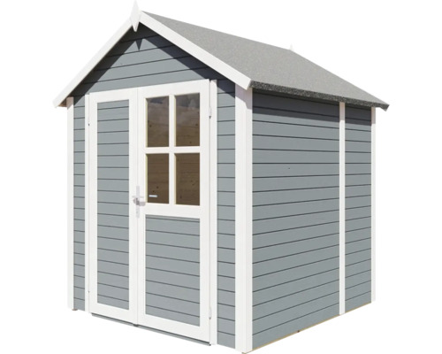 Trädgårdsskjul med dubbeldörr och fönster